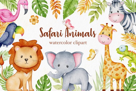 Download Watercolor Safari Baby Animals Clipart - Premium Resources
