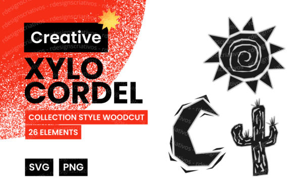 Download Set Xylo Element Cordel Style Woodcut - Woodcut Collection