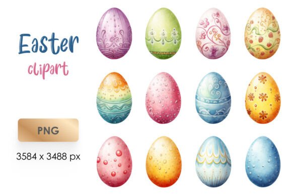 Download Watercolor Easter Eggs Clipart PNG - Easter egg Collection
