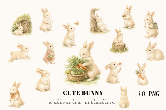 Download Cute Bunny Watercolor Clipart Collection - Watercolor clipart Collection