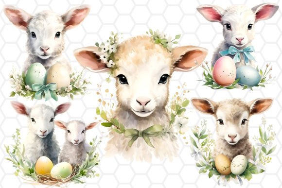 Download Cute Easter Lamb Watercolor Cliparts PNG - Watercolor clipart Collection