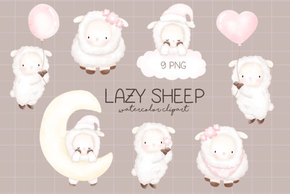 Download Lazy Sheep Watercolor Clipart - Watercolor clipart Collection
