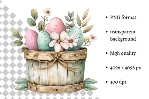 Download Watercolor Easter Eggs Bucket Clipart - Easter egg Collection