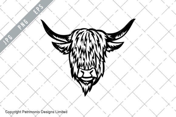 Download Long Haired Highland Cattle Head Woodcut - Woodcut Collection