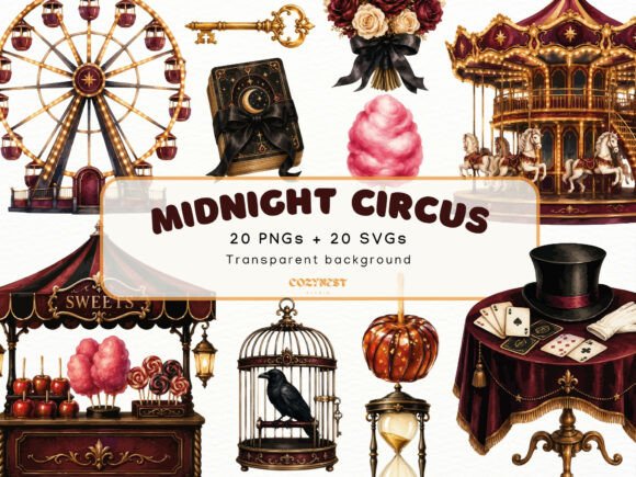 Download Dark Circus Watercolor Cliparts PNG - Watercolor clipart Collection