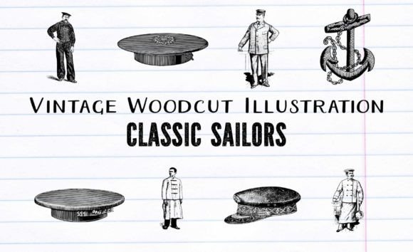 Download Vintage Woodcut Classic Sailor Clip Arts - Woodcut Collection
