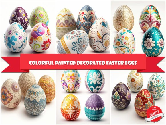 Download 4 Colorful Painted Decorated Easter Eggs - Easter egg Collection
