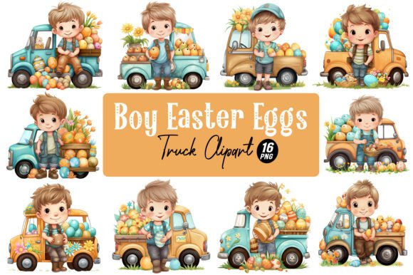 Download Boy Easter Eggs Truck Clipart - Easter egg Collection