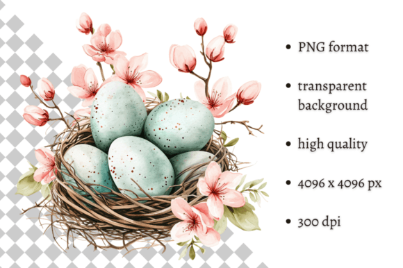 Download Watercolor Mint Easter Eggs Nest PNG - Easter egg Collection