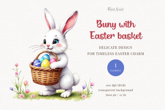 Download Vintage White Bunny with Easter Eggs - Easter egg Collection