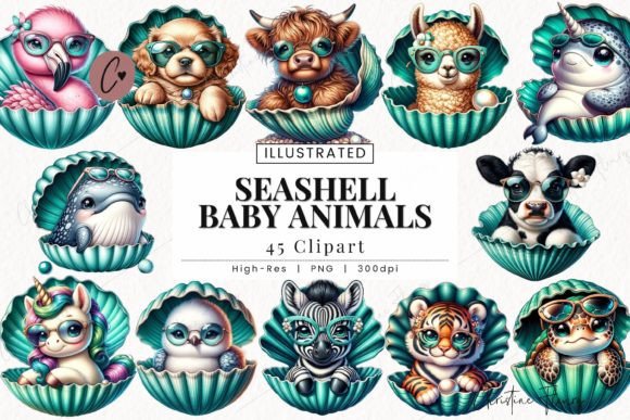 Download Seashell Baby Animals Clipart, Beach PNG - Premium Bundle