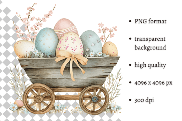 Download Watercolor Easter Eggs Wheelbarrow PNG - Easter egg Collection