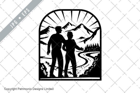 Download Father and Son to Start Journey Woodcut - Woodcut Collection